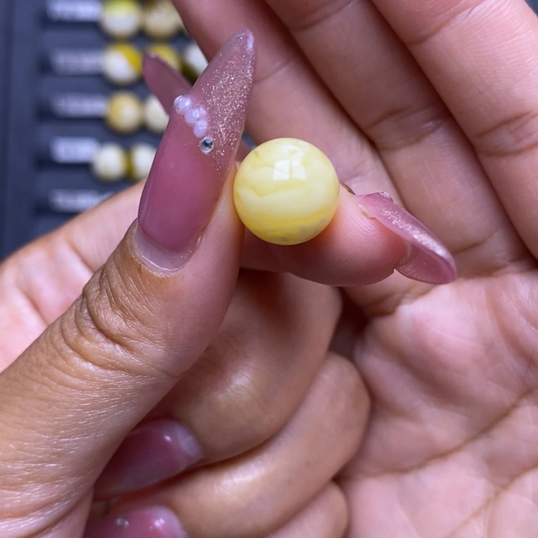 蜜蜡未镶嵌珠宝奇石浓白妖花圆珠12.6mm