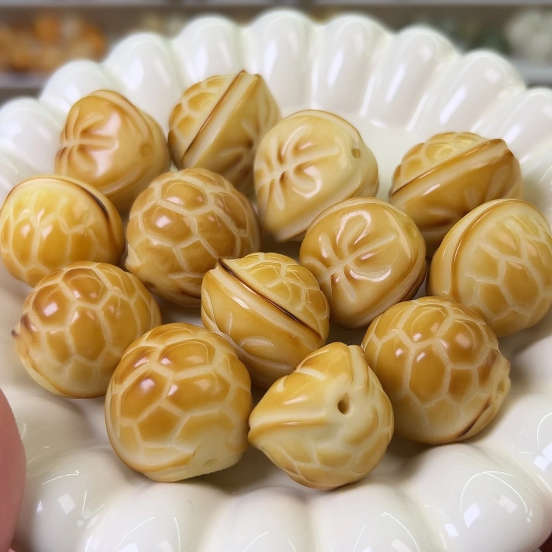 菩提根/象牙果手串微瑕炭烤富甲一方3颗