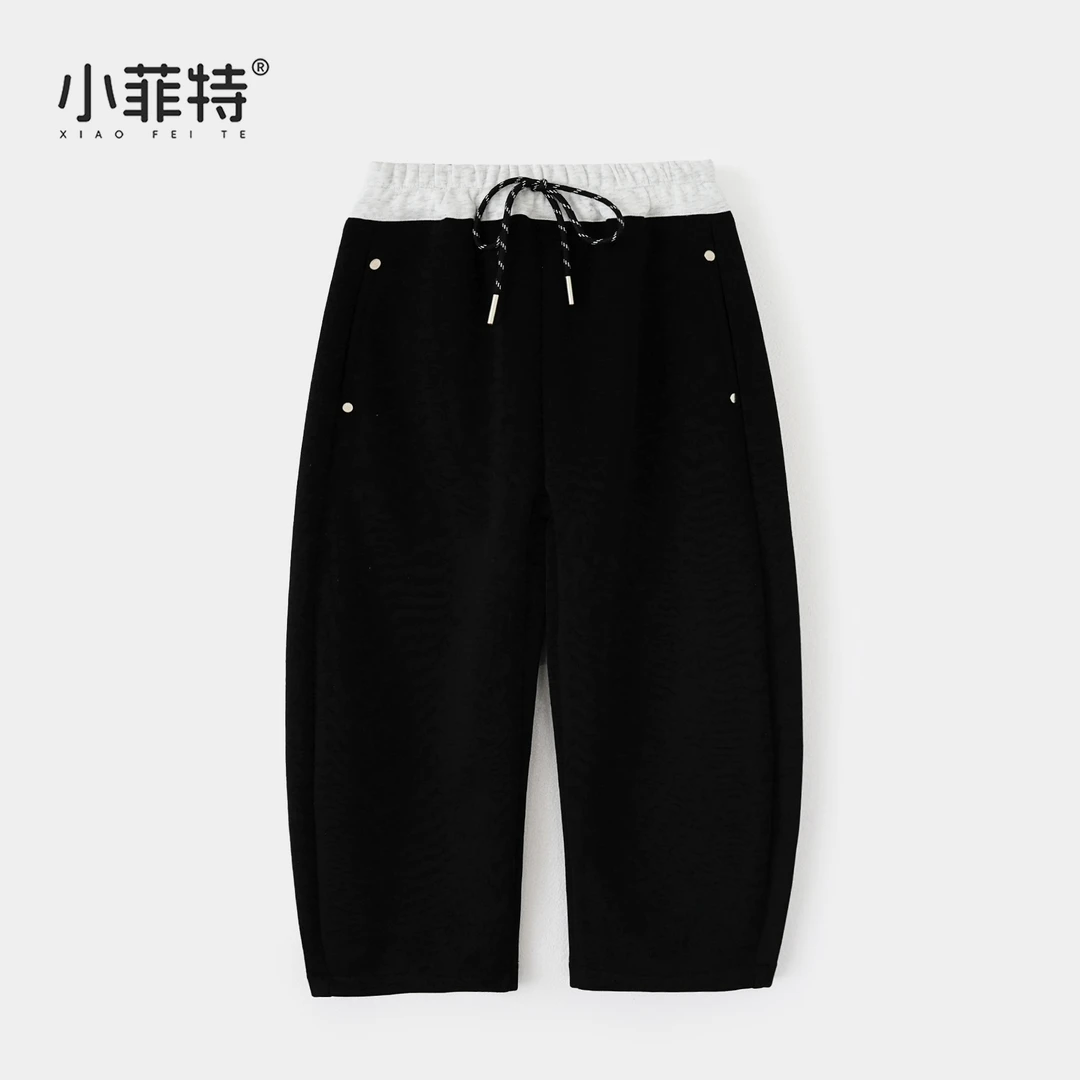 小菲特童装拼接腰头直筒裤女童春季儿童洋气弯刀休闲裤JMKC50708
