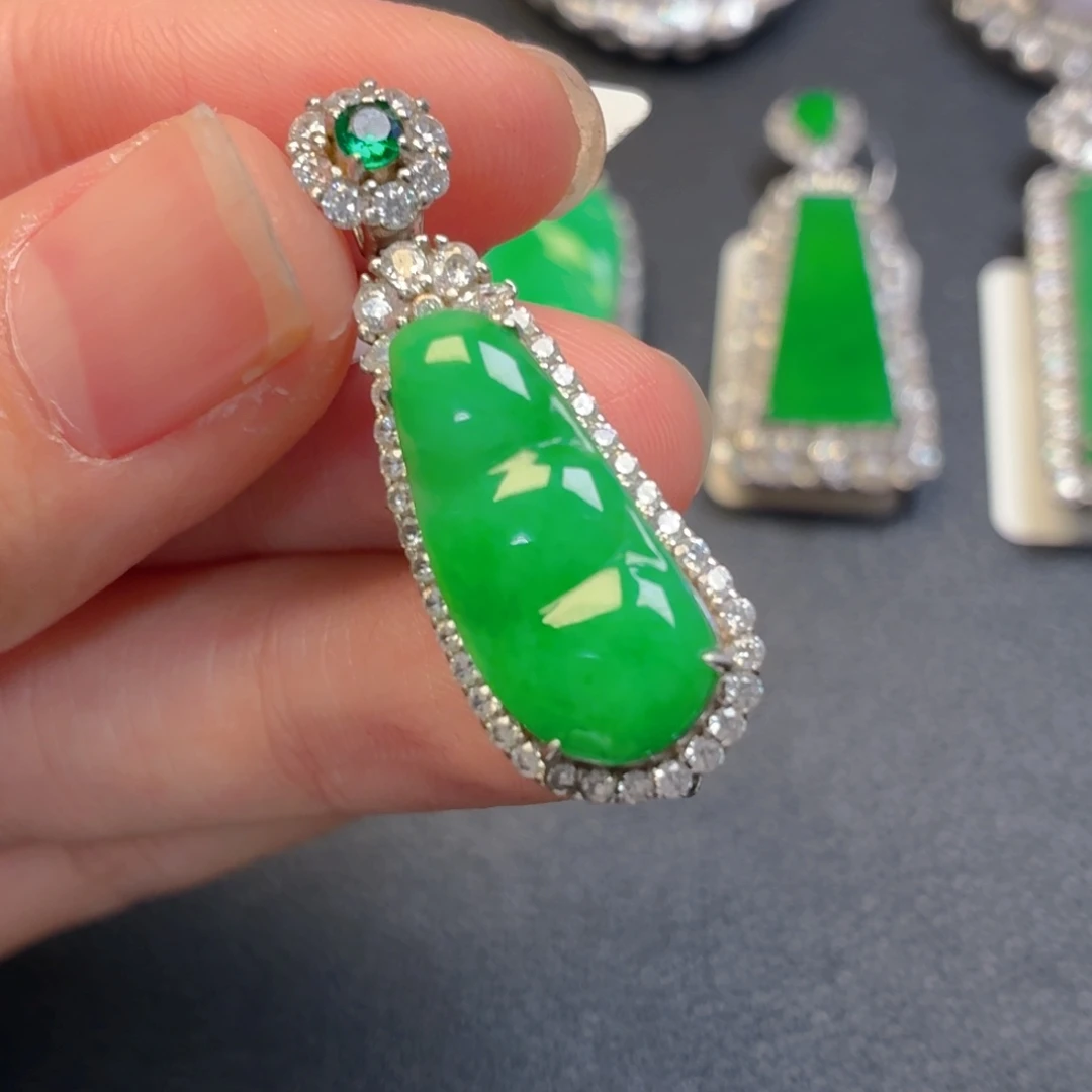 翡翠银S925镶嵌吊坠(不含链)