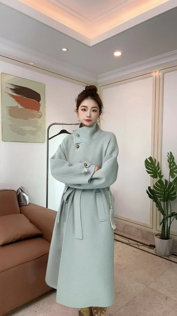 【满分冬日】韩版新品立领款双面保暖羊毛大衣气质