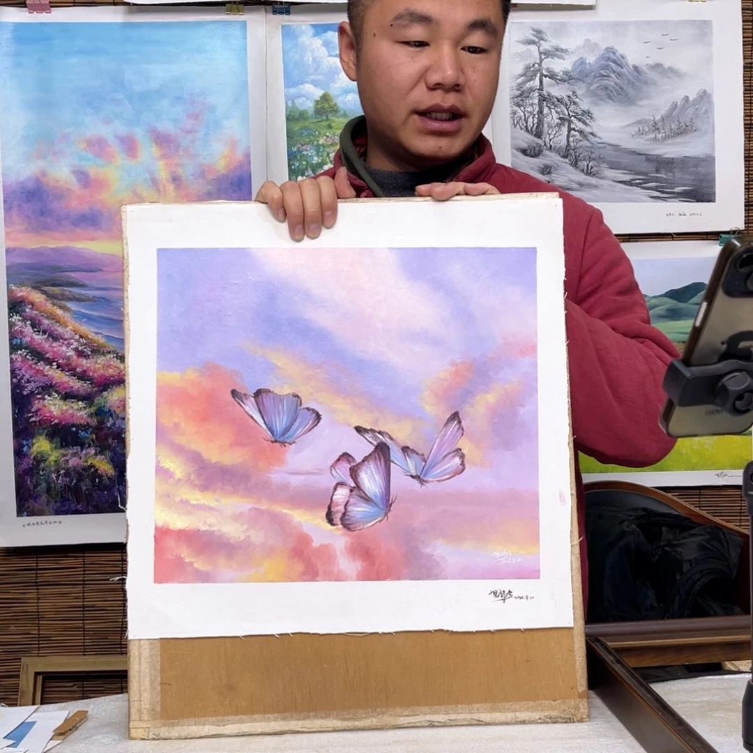 油画行路人小院绘画作品竞拍