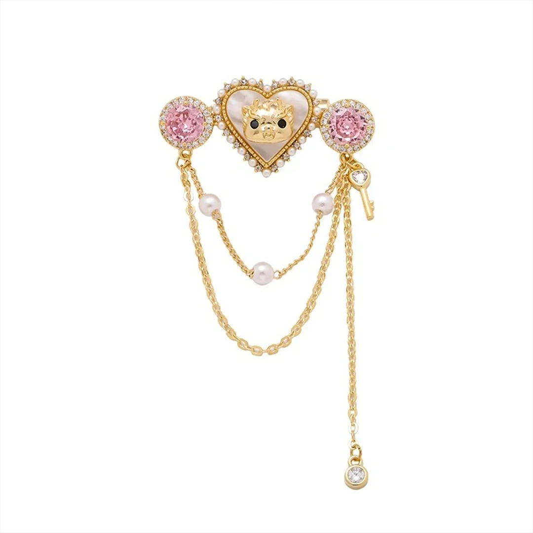 铜合金贝壳胸针 时尚气质百搭粉色甜美爱心贝壳流苏胸针5639