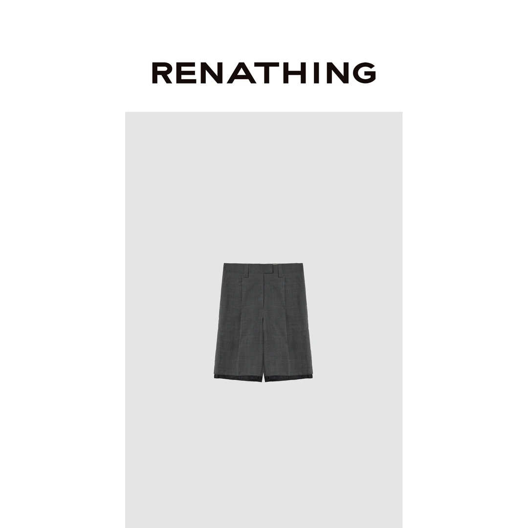 【RENATHING】简约挺括磨边西装短裤