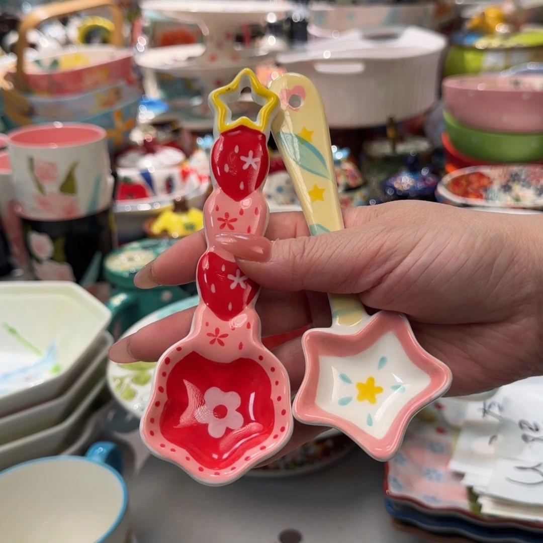 陶瓷陶瓷甜品勺2只看图