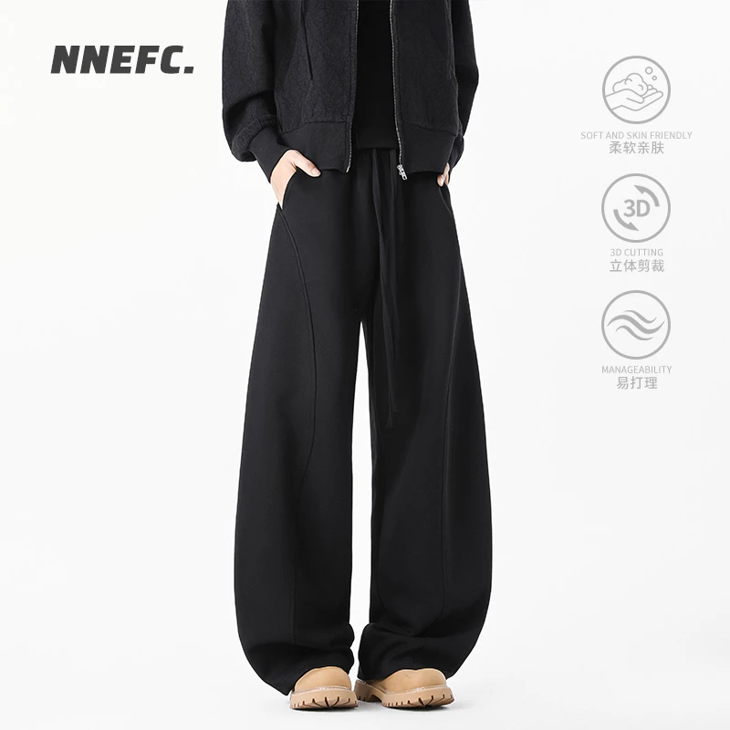 NNEFC美式cleanfit重磅卫裤男女秋冬新款加绒宽松休闲百搭拖地裤