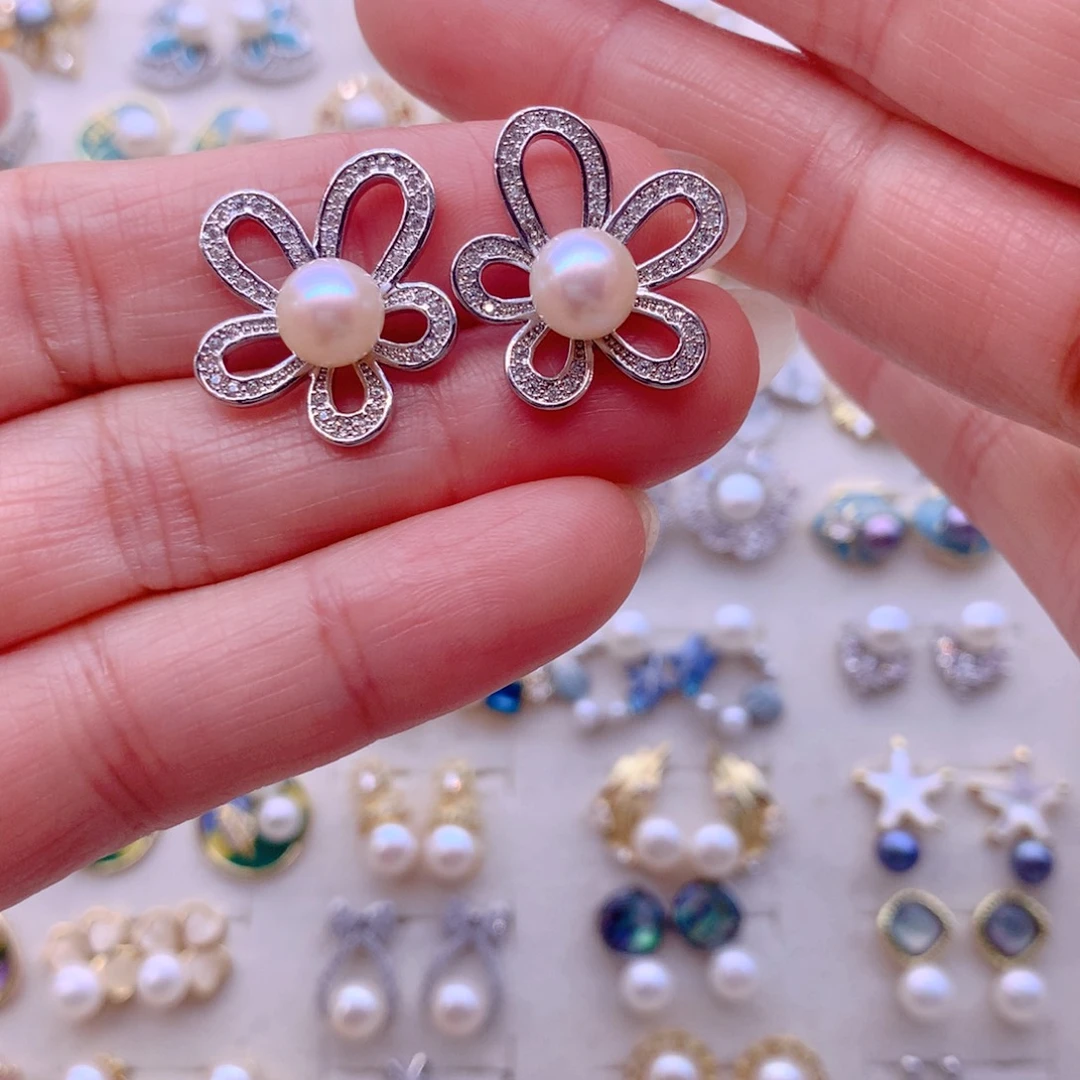 合金耳饰淡水珍珠