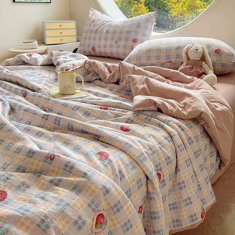 7A类双层纱夏凉被抗菌非全棉纯棉夏被可机洗夏季单人空调被薄被子