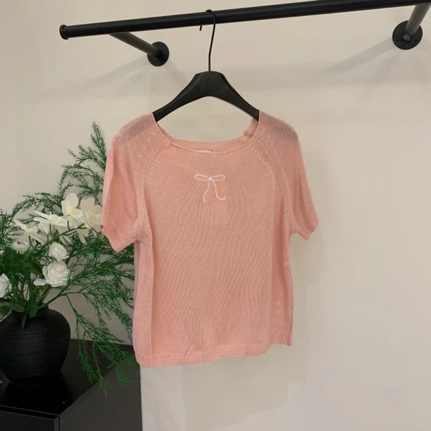 M2021 蝴蝶结针织短袖