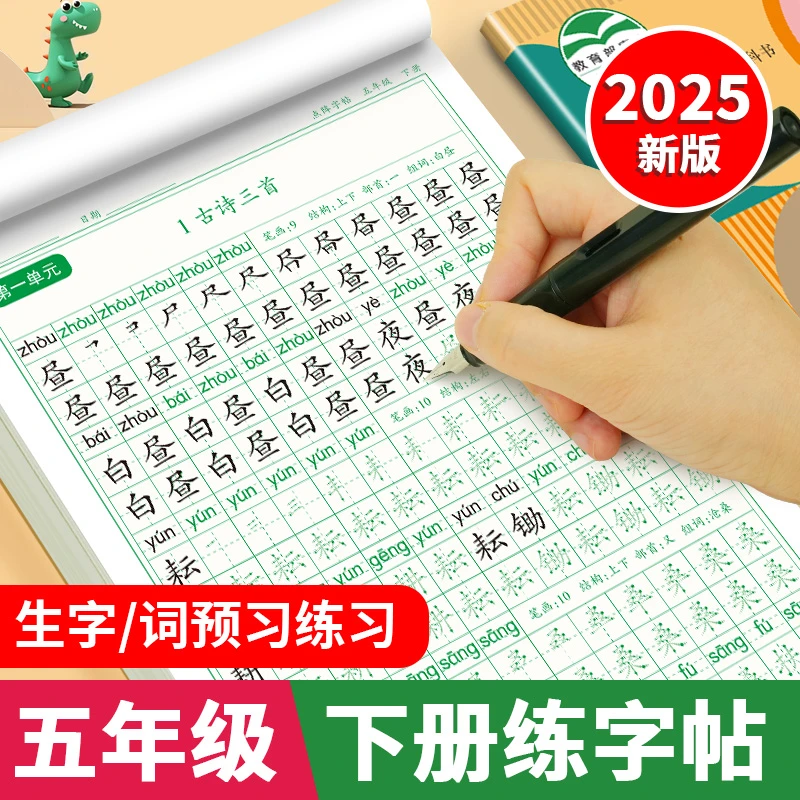 五年级下册练字帖2025人教版语文同步练字帖小学生楷书练习写字本