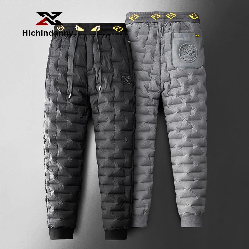 HICHIN保暖羽绒裤男士冬季加厚白鹅绒裤户外防风防水外穿保暖裤