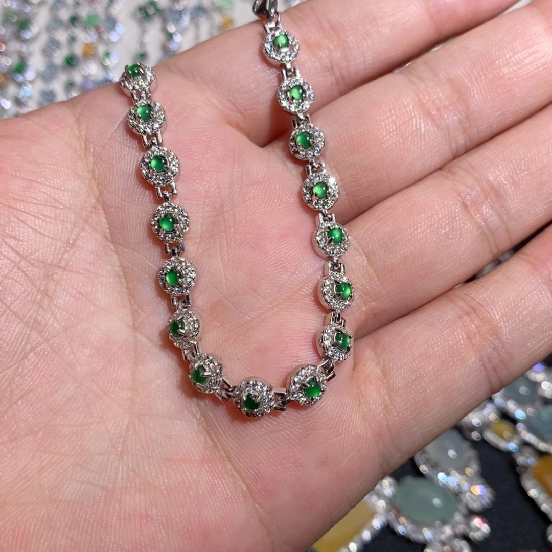 翡翠银S925镶嵌手链uh jio