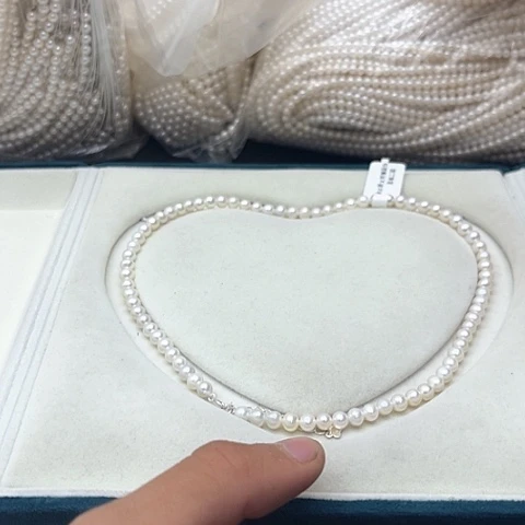 淡水珍珠珍珠项链银S925镶嵌迟*15