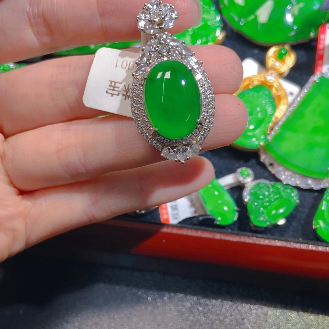 翡翠银S925镶嵌吊坠(不含链)