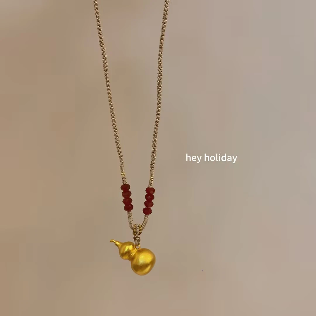 非金属布艺项链 葫芦项链编织百搭复古小众精致气质