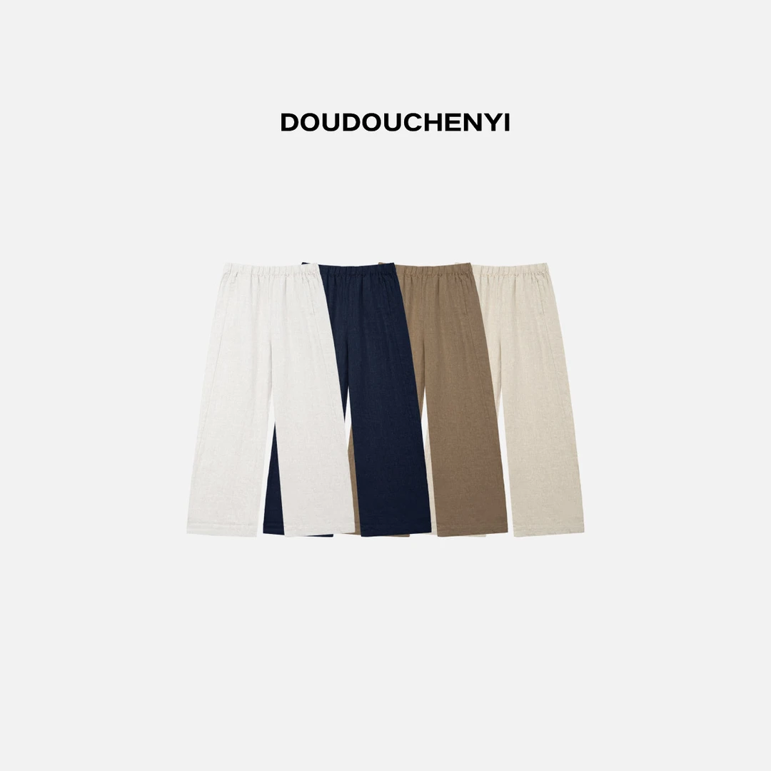 【DOUDOUCHENYI】100亚麻极简拼接休闲裤-XR88073