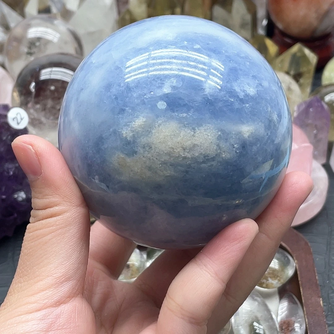 珠宝半成品水晶未镶嵌23天青石球8.1cm