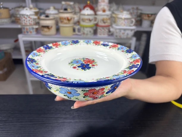珐琅搪瓷特厚20厘米汤盆可加热家用搅拌盆瓷盆加厚厨房花色搪瓷盆