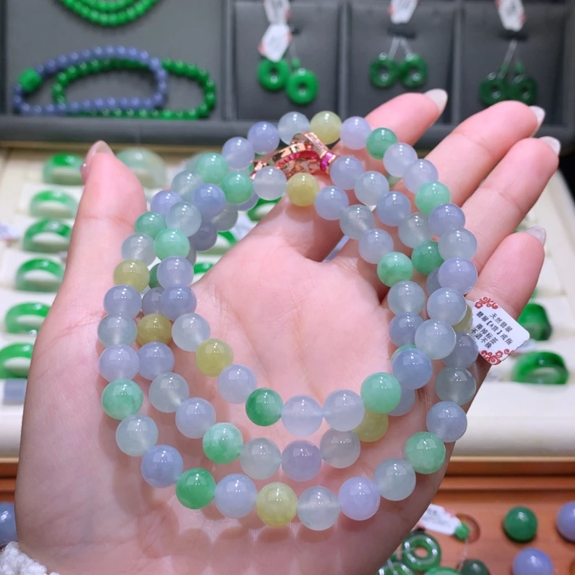 【闪购商品】未镶嵌戒指翡翠卡8mm玛卡龙项链