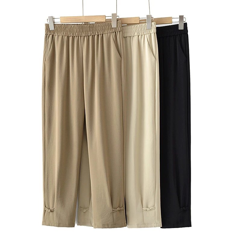 2025夏季九分裤时尚高品质透气宽松高腰中老年薄款休闲百搭直筒裤