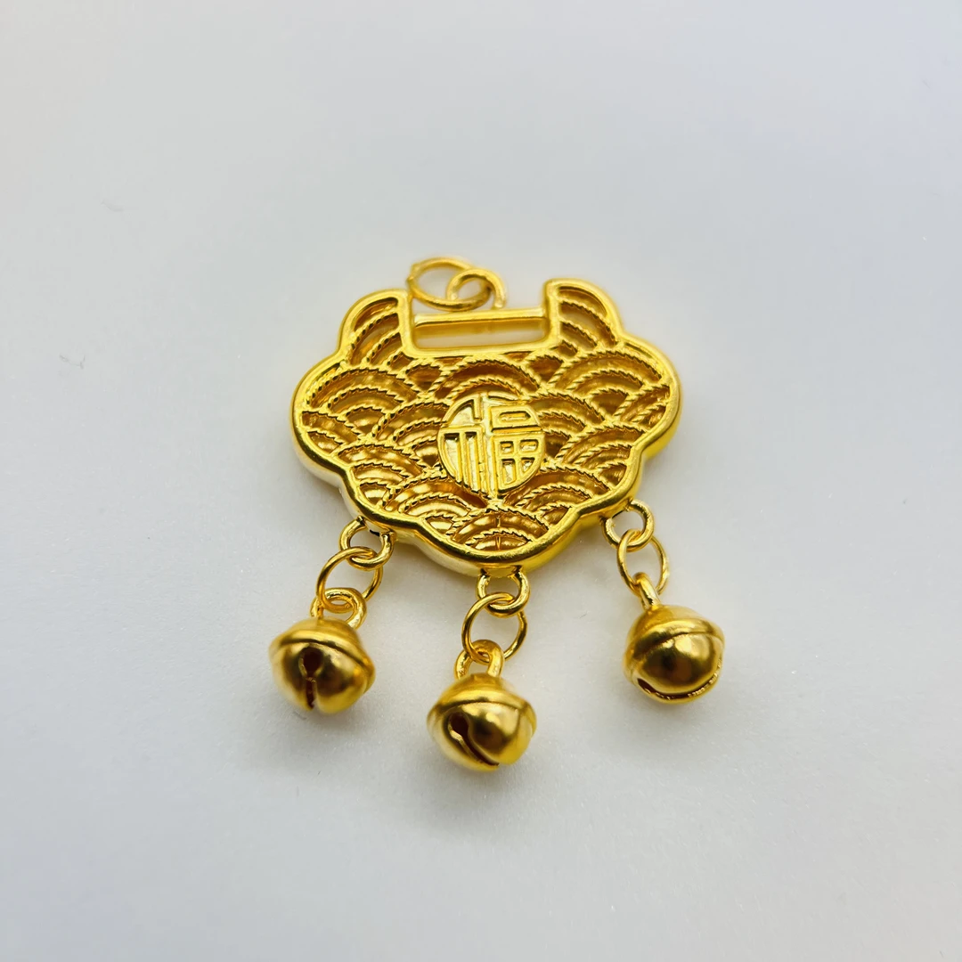 足金饰品/福字祥云镂空铃铛锁/1.37/1B5B20336/h
