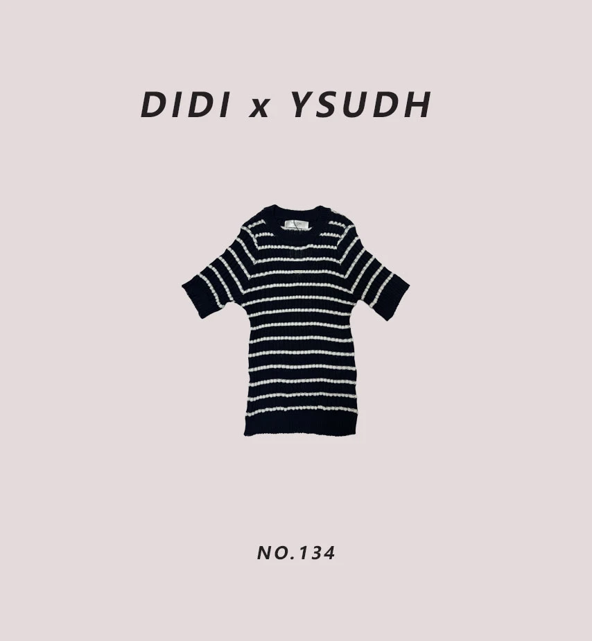 DIDI·【134】夏季时尚休闲条纹显瘦修身短袖毛衣