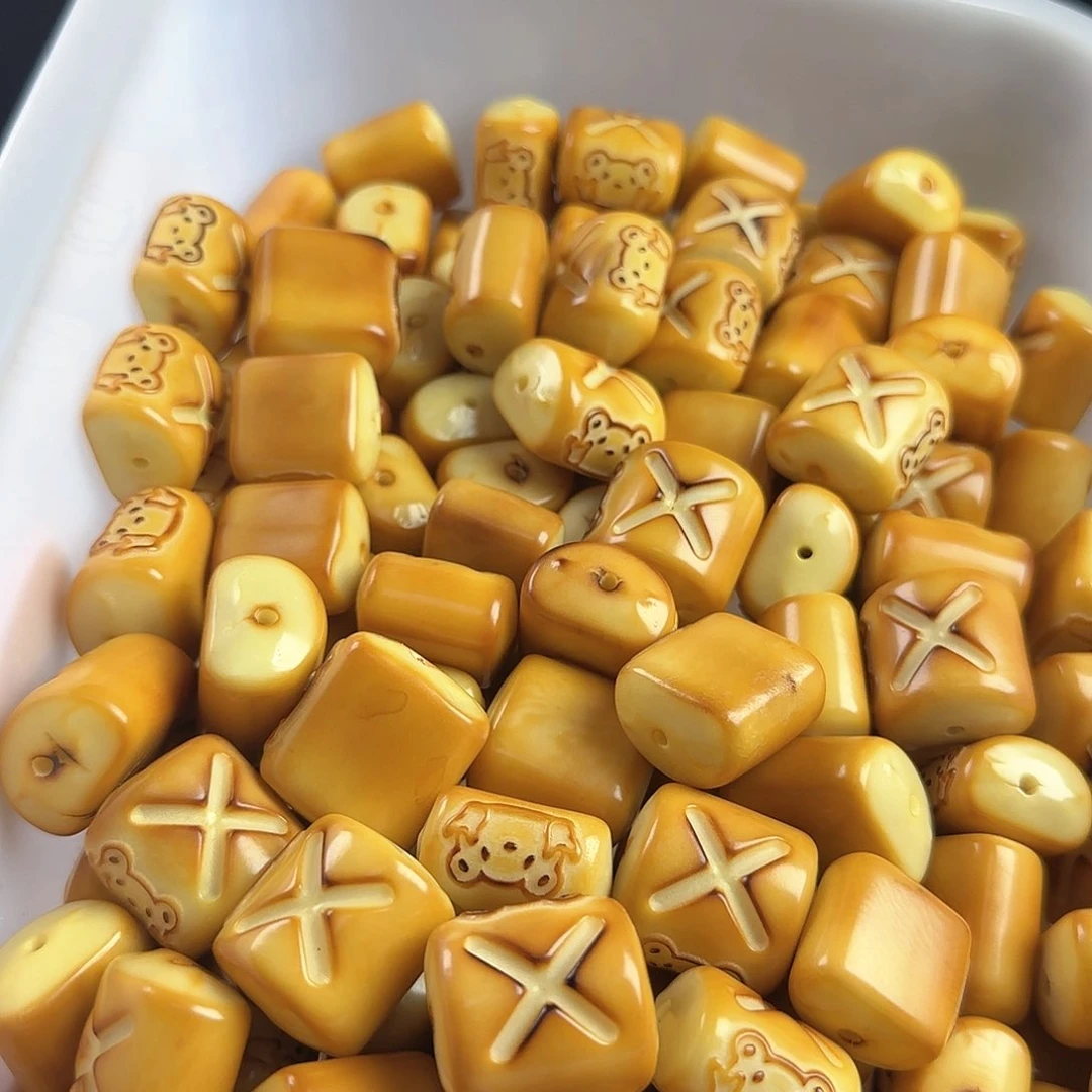 菩提根/象牙果手串小瑕疵棉花糖3颗孔道有裂