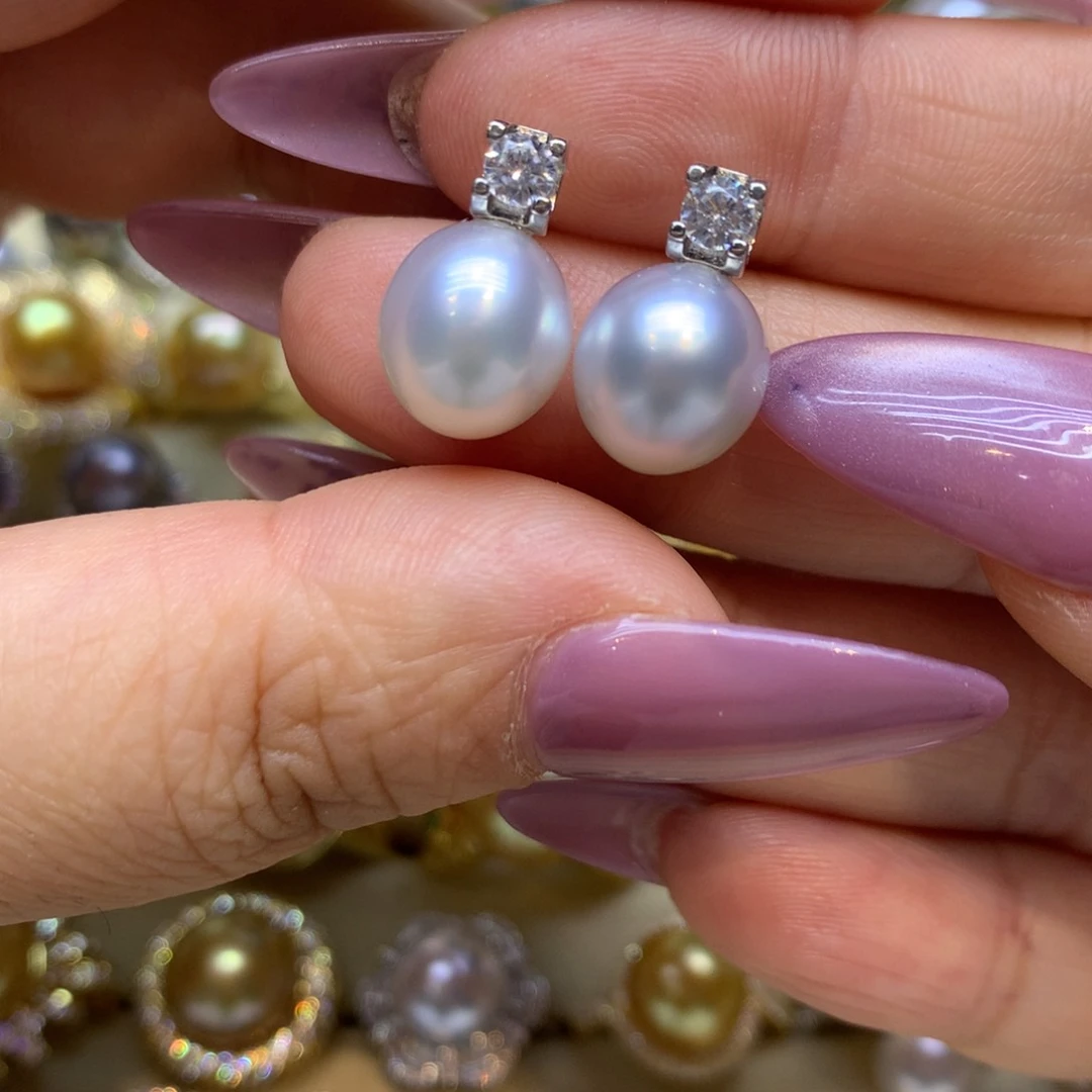 银S925镶嵌耳饰海水珍珠