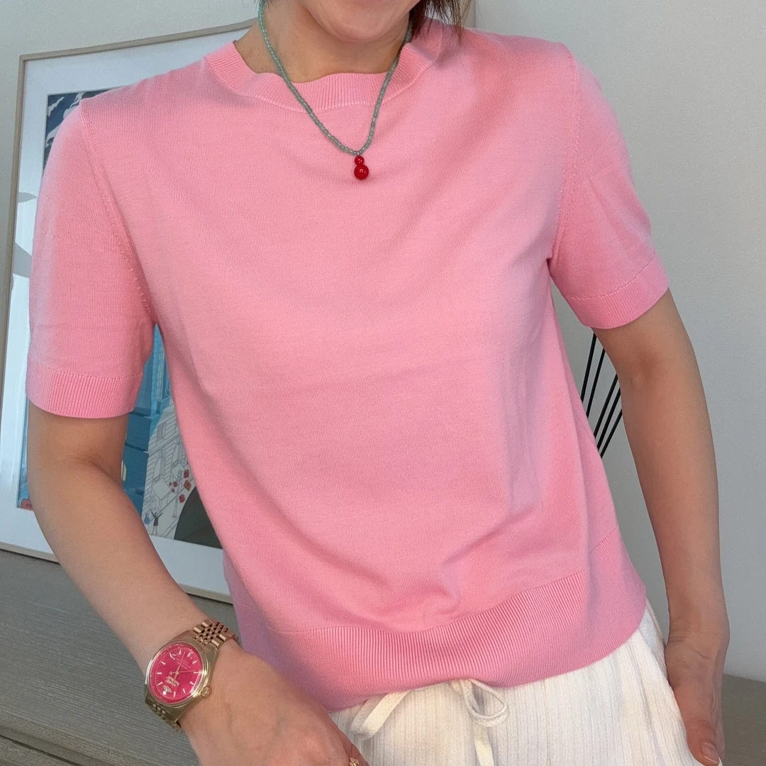 AMASS/阿玛施新款绵羊毛针织套装短袖上衣538106