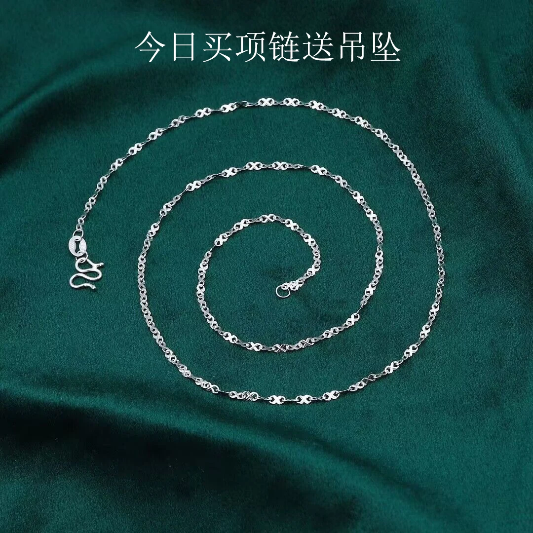 链子足银 四叶草星愿蝴蝶结项链 单项链