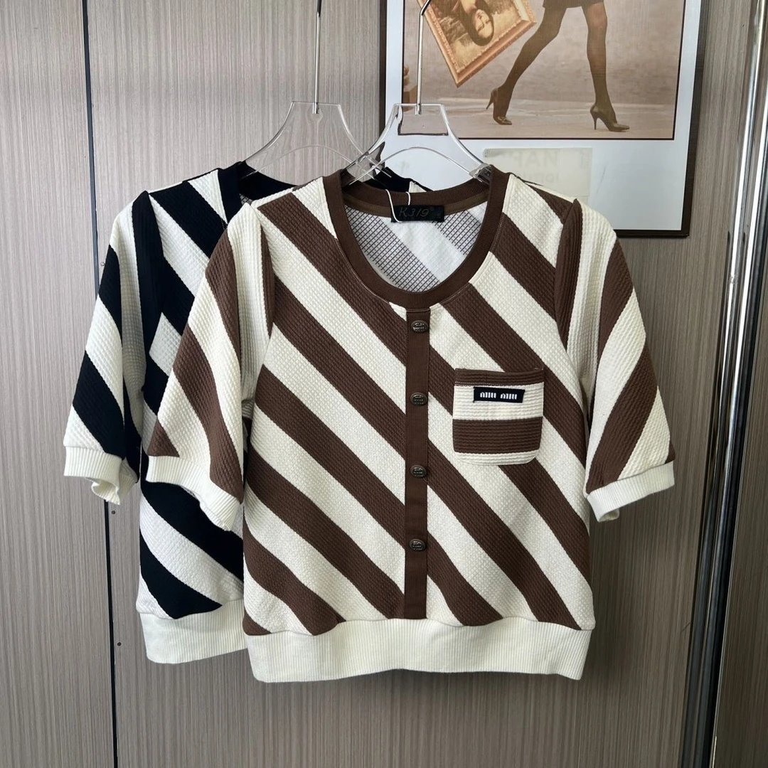 3248撤柜KK春秋新款时尚夏季气质上衣休闲半袖宽松圆领秋季百搭