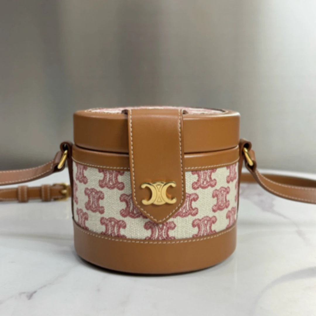 99新 Celine/思琳 Tambour 老花小号凯旋门圆桶 饭盒包3735319