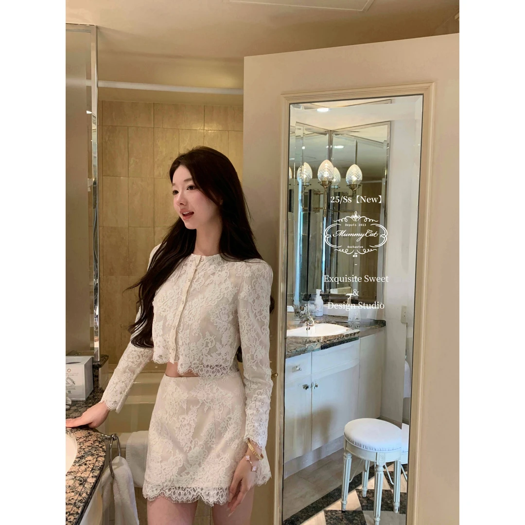 显瘦裙子连衣裙女装MummyCat下蛋喵丽嘉小姐中古股线蕾丝半裙套装