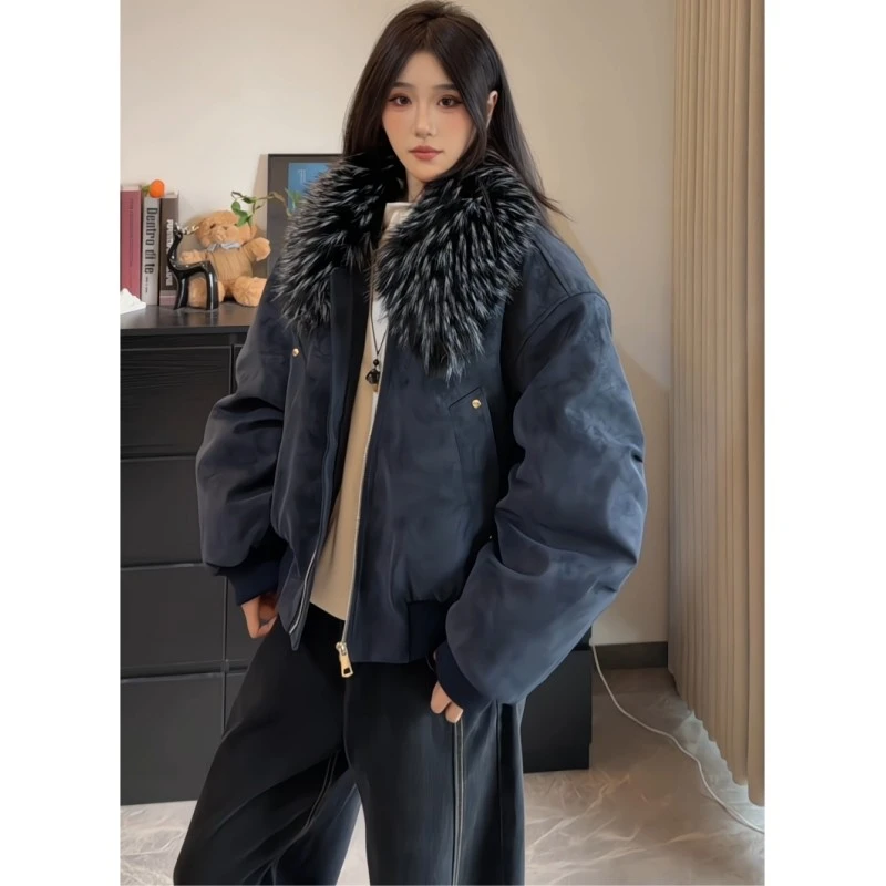 美式毛领座山雕棉服冬季老钱风穿搭棉衣情侣冬装外套加厚保暖棉袄