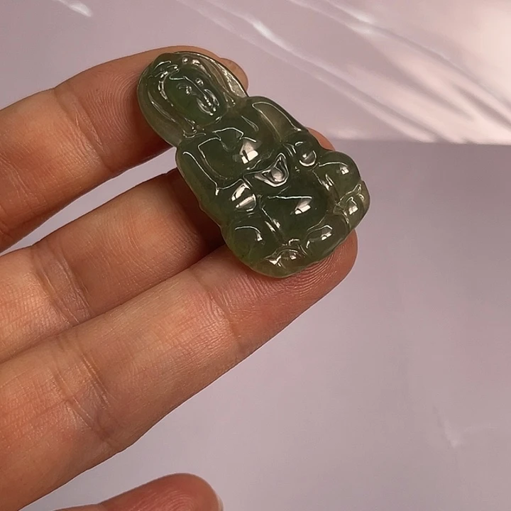 颈饰未镶嵌翡翠A货缅甸翡翠观音吊坠