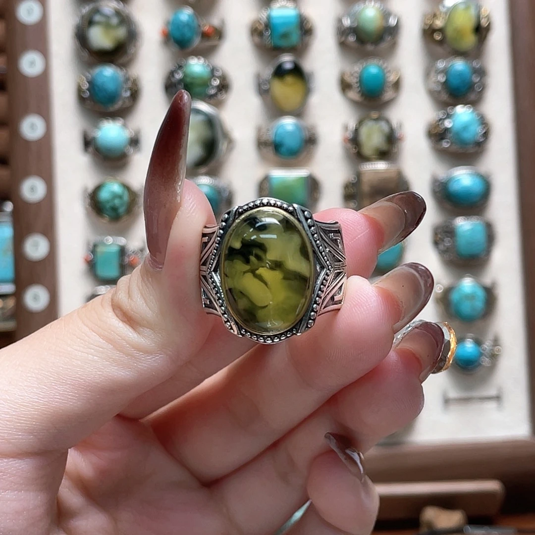 嘟****琥珀银S925镶嵌戒指