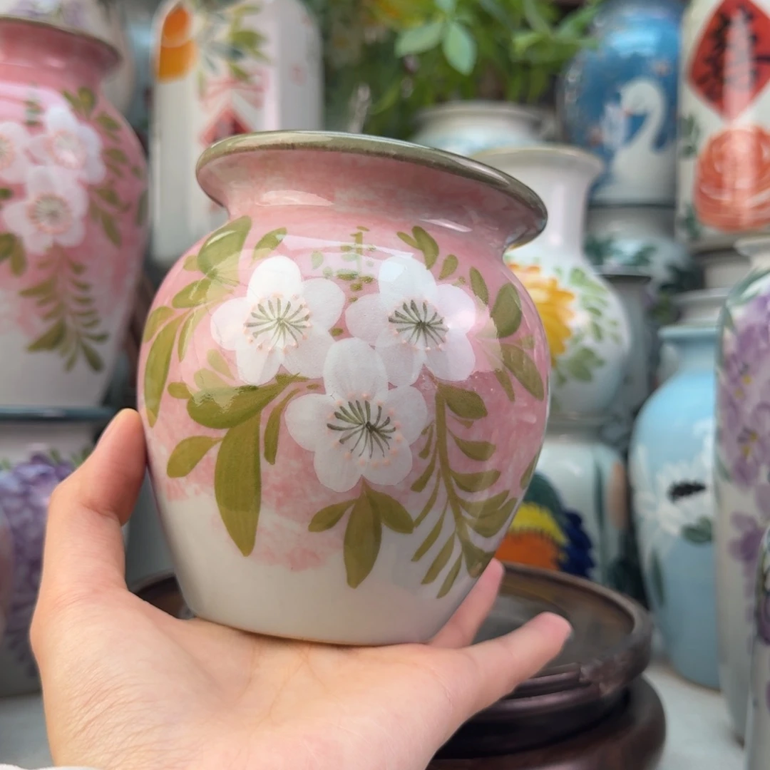景德镇陶瓷手绘花瓶无孔