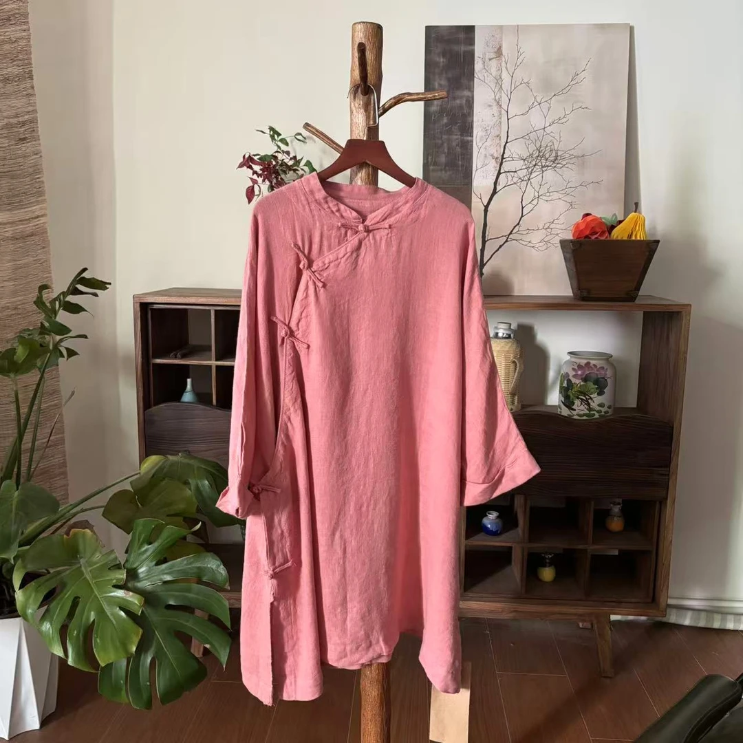 【大梅子推荐】设计款亚麻手工盘扣袍子MXA8323A