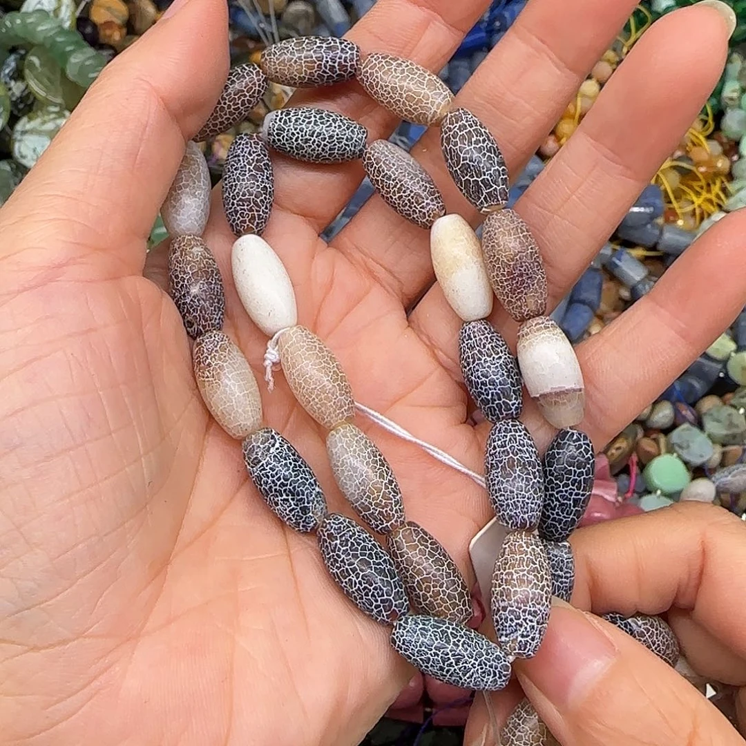 玛瑙/玉髓合金珠宝半成品风化玛瑙枣珠8mm一条