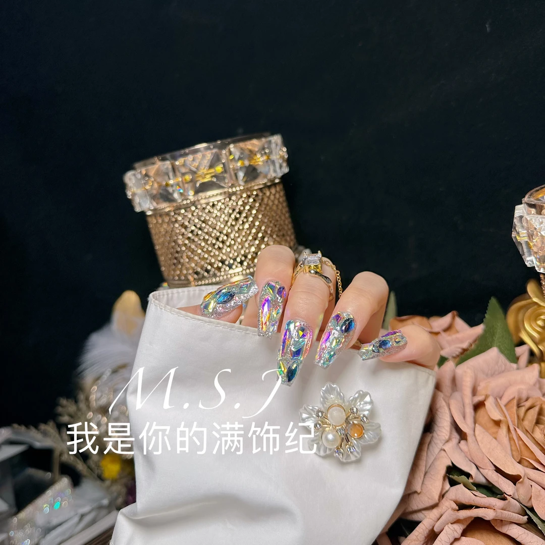 满饰纪|M370「火彩」轻奢钻饰超闪穿戴甲手工穿戴甲堆堆钻