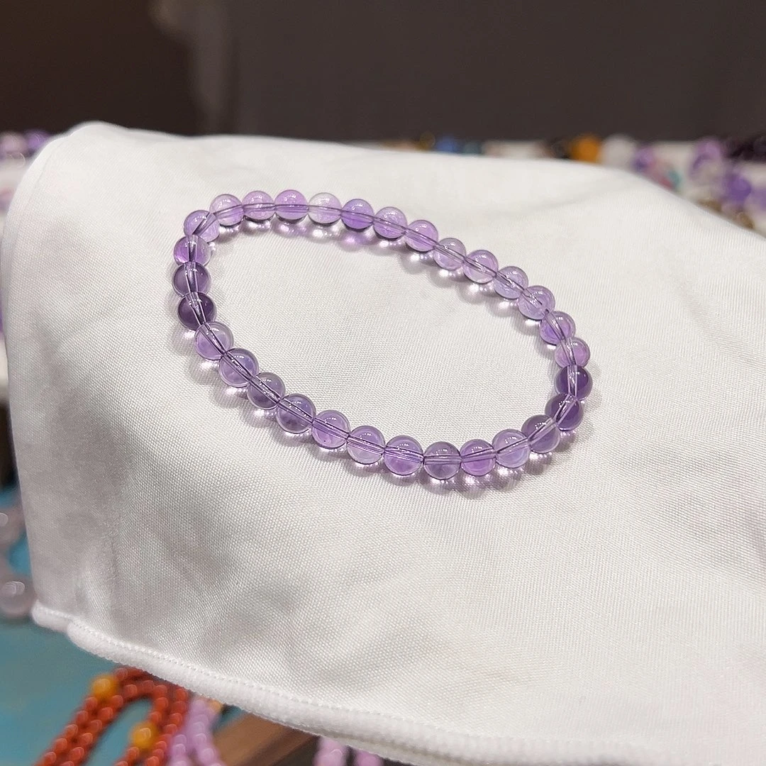 手串紫晶未镶嵌卡6mm全净巴西紫