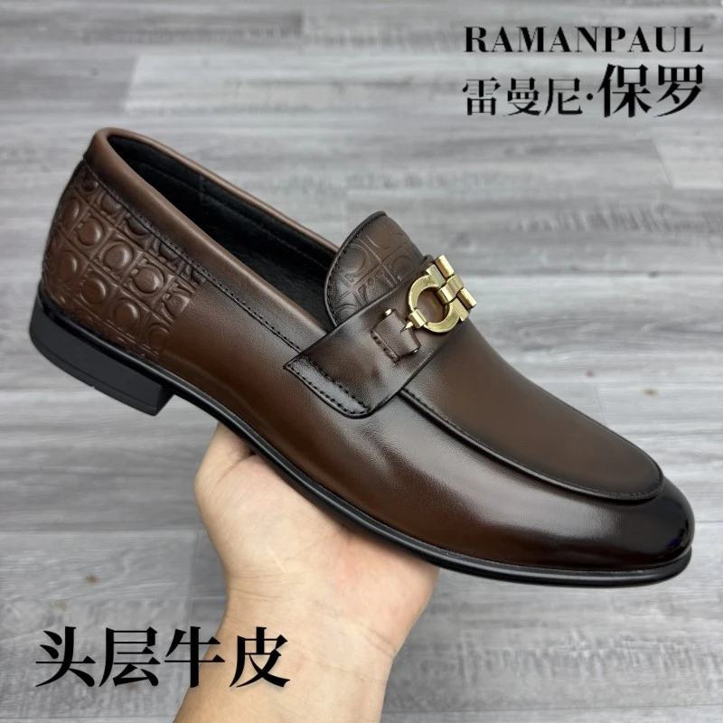 雷曼尼保罗品牌春夏新品真皮乐福休闲豆豆鞋英伦一脚蹬男鞋6911