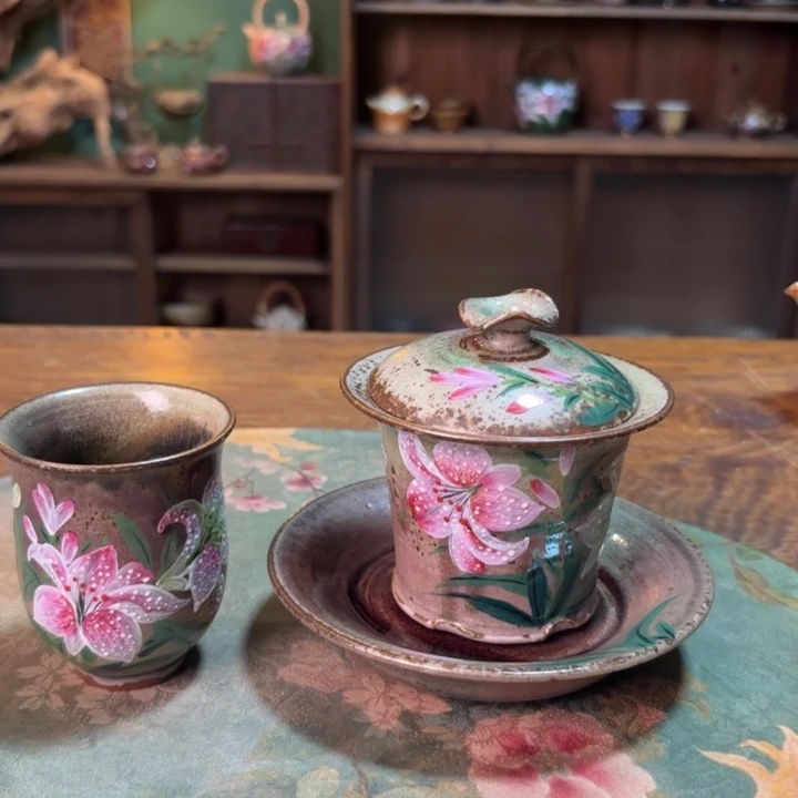 柴烧纯手工手绘陶瓷