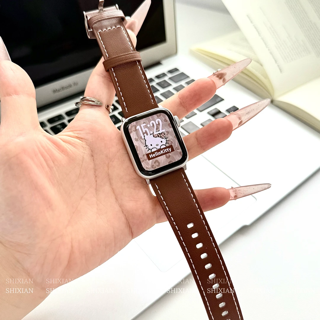 棕色皮质iwatch手表表带s9苹果手表表带applewatch表带s8新款s10