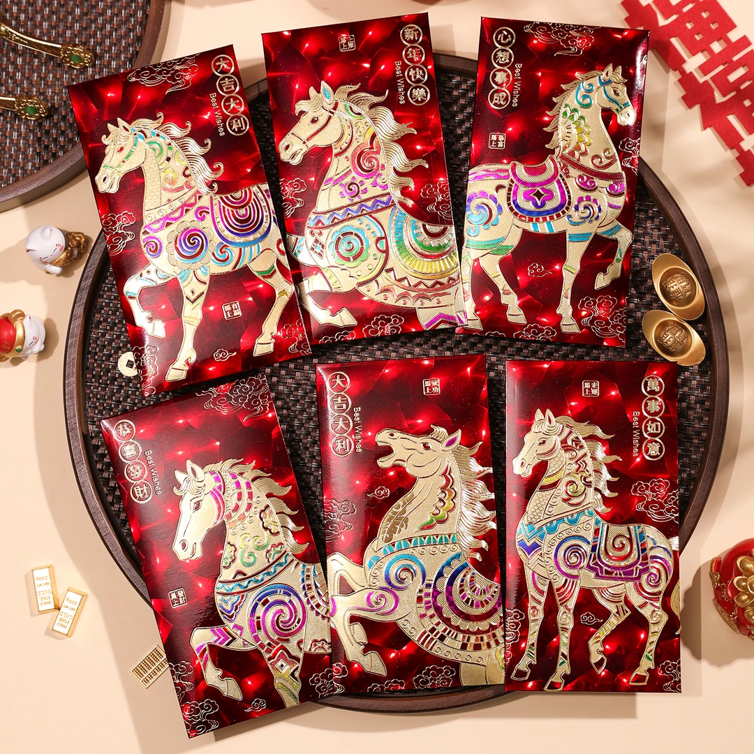 马年新款过年袋猫眼加硬加厚春节大号利是封