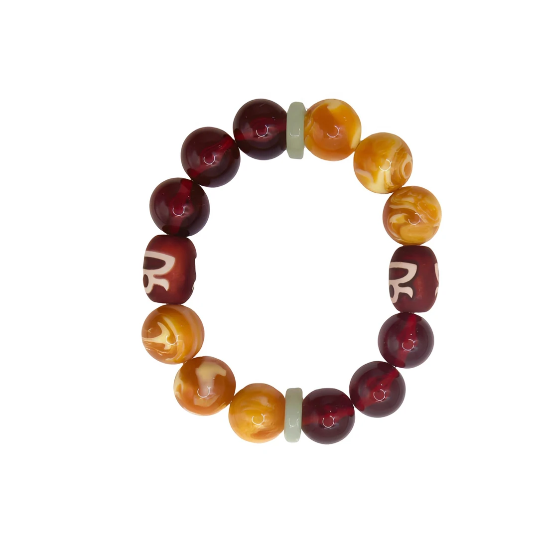 （库存处理）--高定珠宝血珀三国鼎立琥珀蜜蜡手串财神T珠S1385