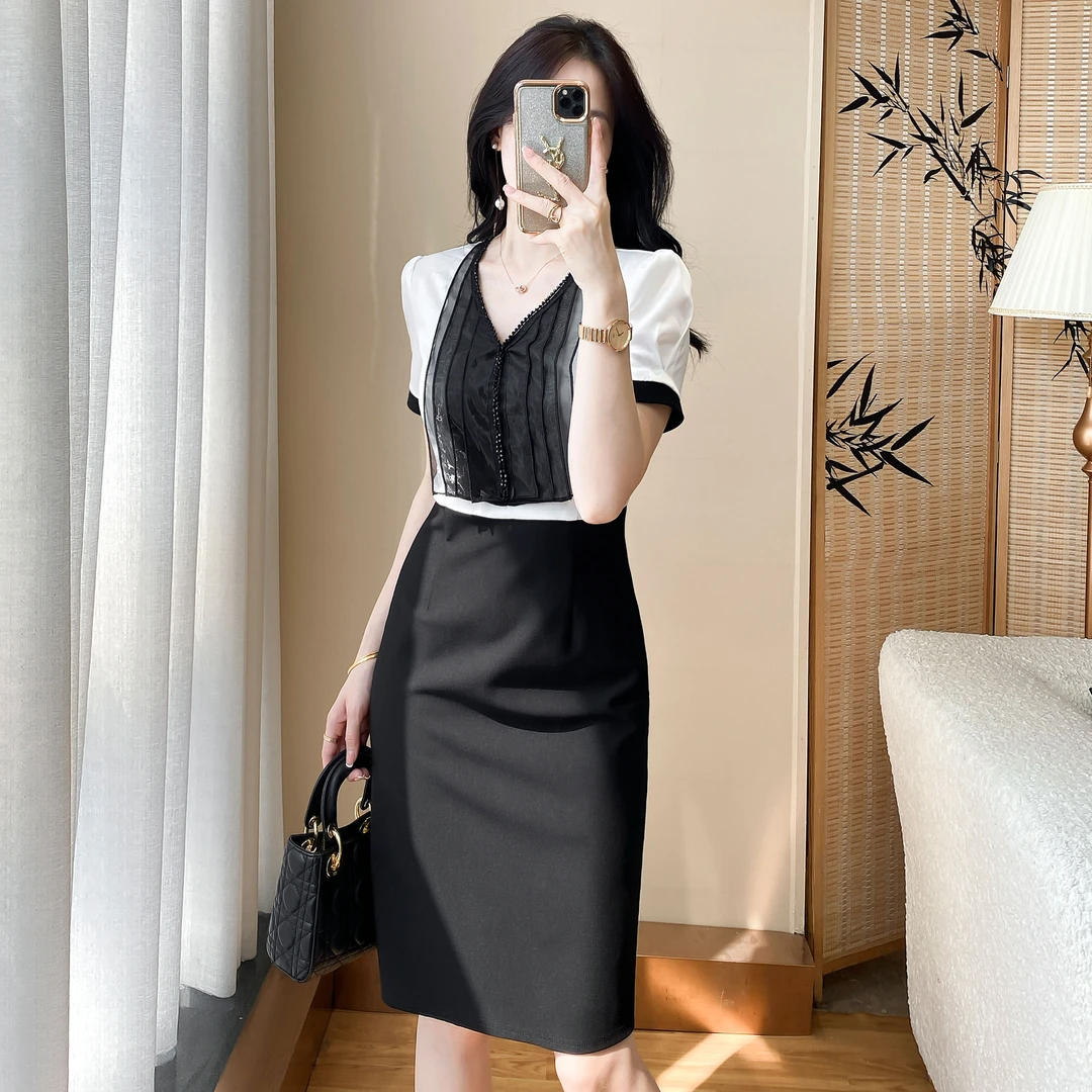 千金贵气名媛风法式高贵显瘦连衣裙女夏季气质显瘦小众女装包臀裙