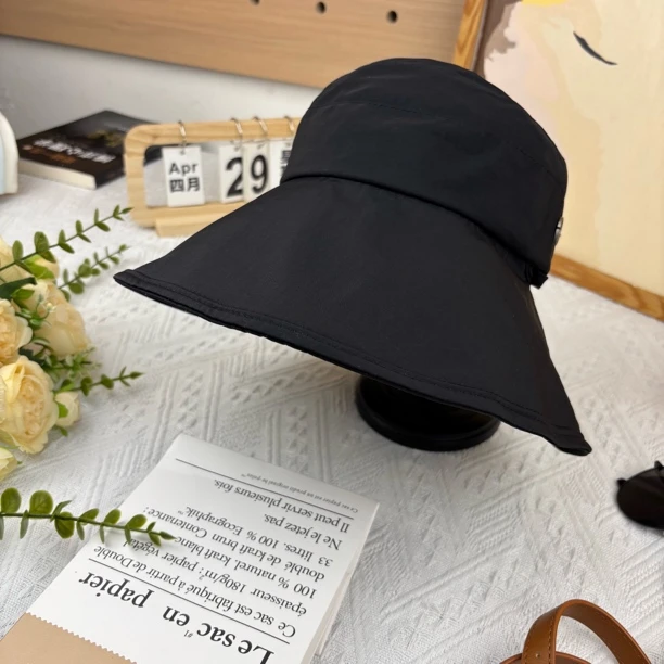 黑色渔夫帽女2025新款防晒帽大檐夏季空顶防紫外线遮阳帽太阳帽潮