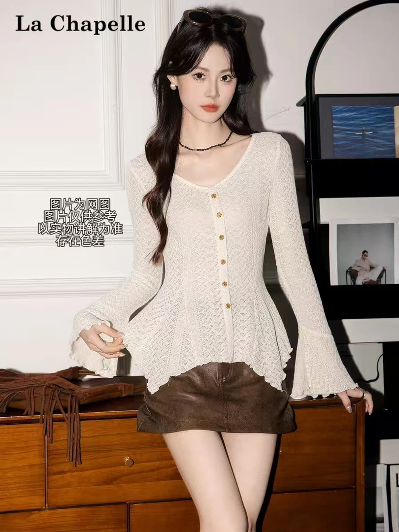 2025早秋新款大码女装纯欲风镂空设计感针织衫