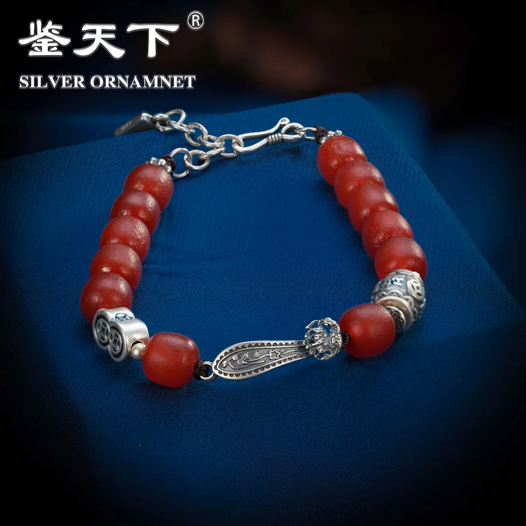 925银手链 [鉴天下] 复古如意财源滚滚手链06600224